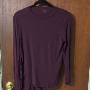 Halogen Purple Long Sleeve Tee Casual Crew Neck